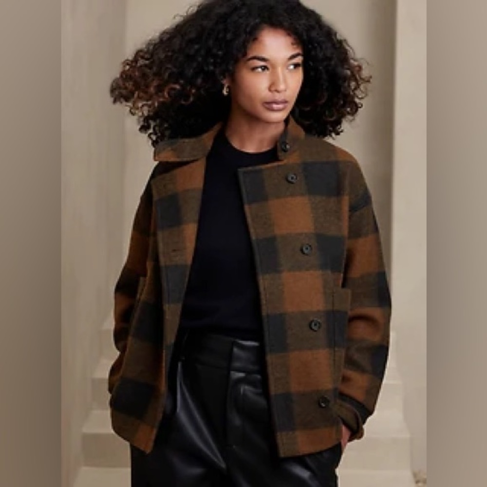 Banana Republic Petite Plaid Pocket Jacket
